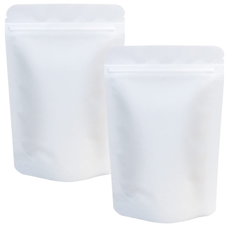 100 Pack Matte White Mylar Bags Stand Up  4 x 6 Inches Resealable Mylar Ziplock Bags Food Storage Foil Pouch