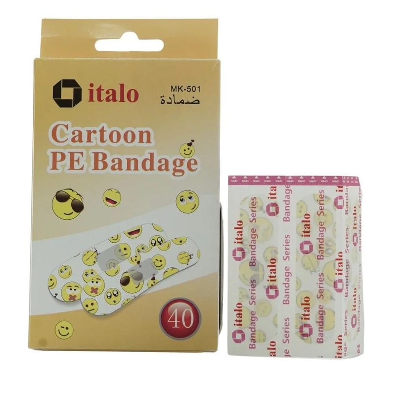 Italo Cartoon Pe Bandage, Emoji Theme Bandage Strips- Pack of 40 Pieces - Image 1