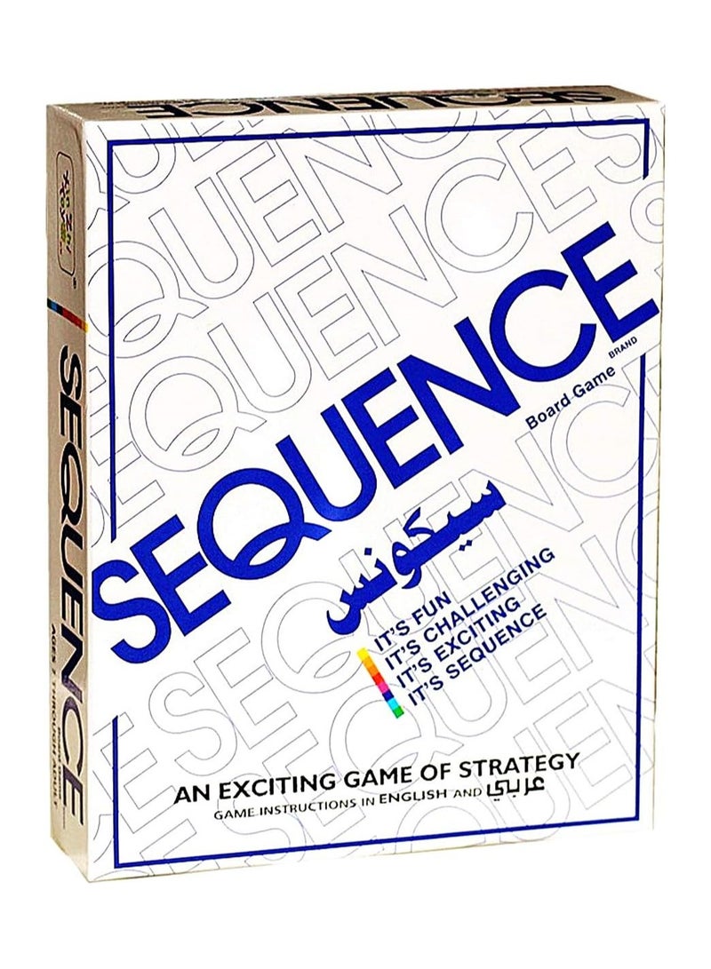 سيكوانس لعبة سيكوينس الأصلية الأصلية - لعبة استراتيجية جماعية للأصدقاء والعائلة - تحتوي على لوح لعب وكروت وبيدجات بثلاثة ألوان - تعليمات عربية وإنجليزية - مناسبة للكبار والصغار - Image 1