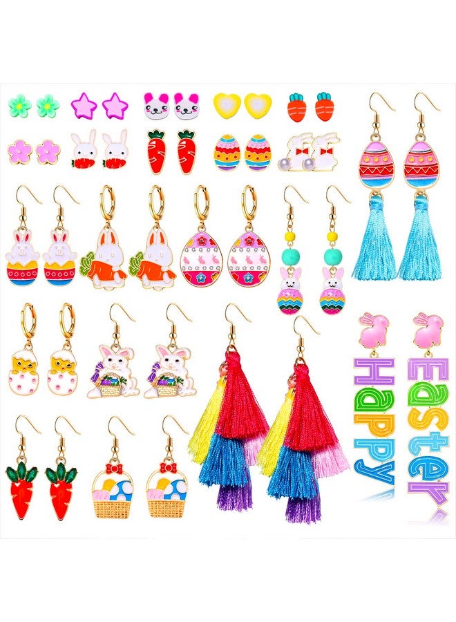 سيالكسهيني 15/21 زوجًا من أقراط عيد الفصح للنساء أقراط أرنب لطيفة أقراط بيض عيد الفصح الملونة أقراط شرابة متعددة الطبقات أقراط زهرة الطين أقراط الربيع إكسسوارات العطلات هدايا (21 زوجًا بأسلوب لطيف) - Image 1