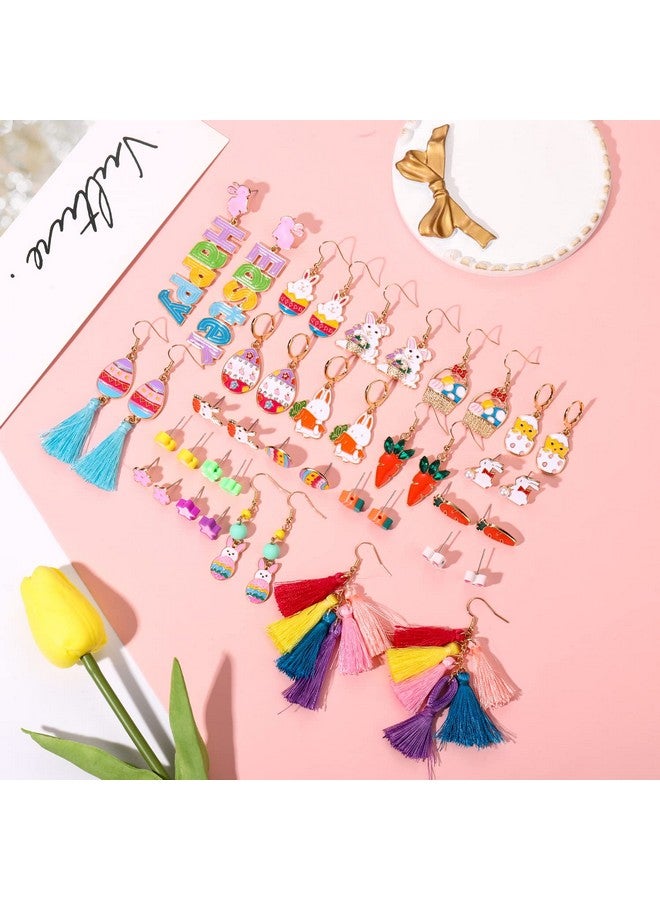 سيالكسهيني 15/21 زوجًا من أقراط عيد الفصح للنساء أقراط أرنب لطيفة أقراط بيض عيد الفصح الملونة أقراط شرابة متعددة الطبقات أقراط زهرة الطين أقراط الربيع إكسسوارات العطلات هدايا (21 زوجًا بأسلوب لطيف) - Image 4