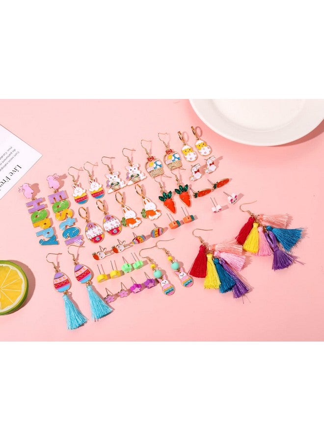 سيالكسهيني 15/21 زوجًا من أقراط عيد الفصح للنساء أقراط أرنب لطيفة أقراط بيض عيد الفصح الملونة أقراط شرابة متعددة الطبقات أقراط زهرة الطين أقراط الربيع إكسسوارات العطلات هدايا (21 زوجًا بأسلوب لطيف) - Image 2