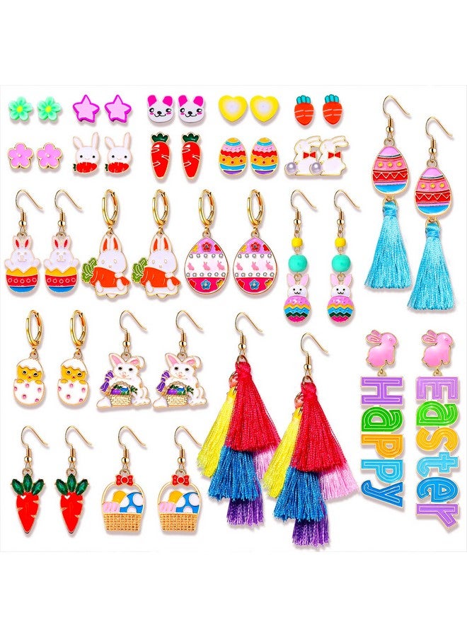 سيالكسهيني 15/21 زوجًا من أقراط عيد الفصح للنساء أقراط أرنب لطيفة أقراط بيض عيد الفصح الملونة أقراط شرابة متعددة الطبقات أقراط زهرة الطين أقراط الربيع إكسسوارات العطلات هدايا (21 زوجًا بأسلوب لطيف) - Image 5