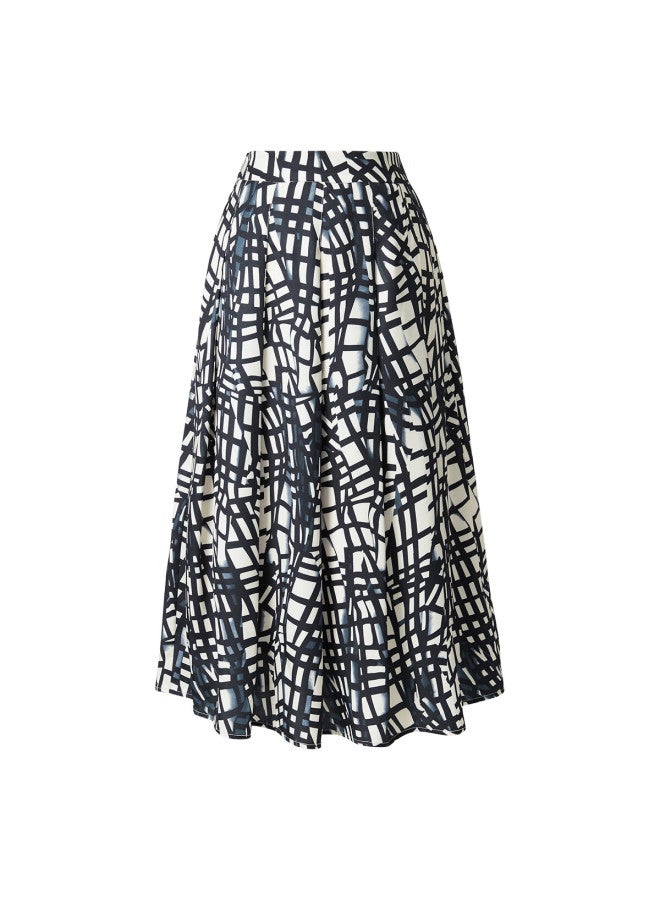 Yanyee Mid-length Fashion Women's Skirt Spring Elegant High-waist A-line Skirt Black And White Floral Xxl/44 - Image 3