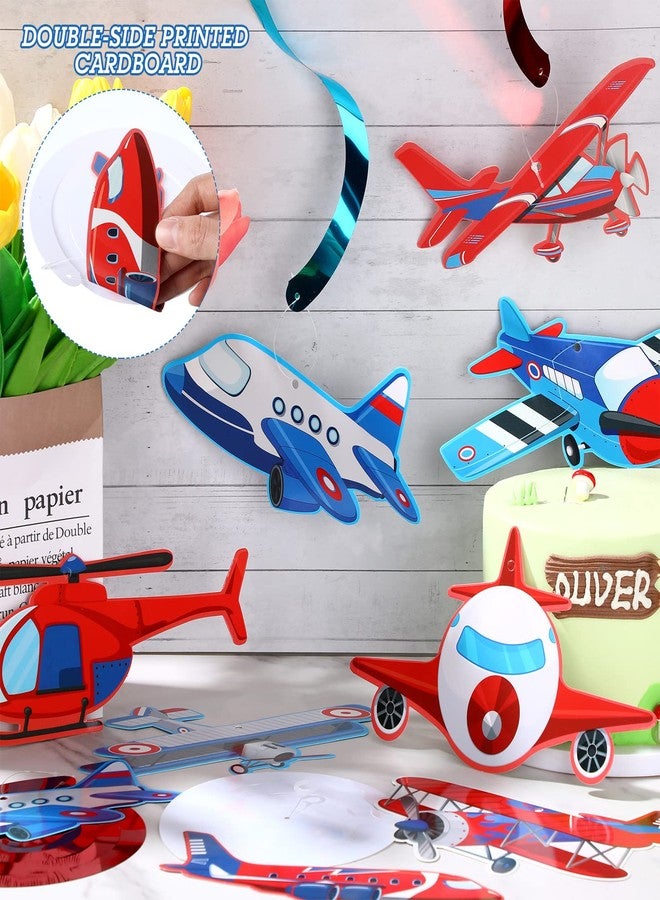 Faccito 30 Pieces Airplane Hanging Swirls Decoration Airplane Party Supplies Plane Foil Swirls Whirls Ceiling Whirls Hanging Spiral Streamers for Plane Theme Baby Shower Birthday Party Favors - Image 4