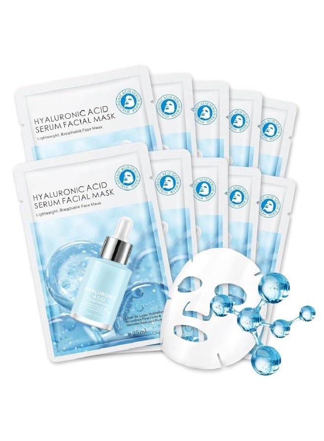 IREV Hyaluronic Acid Face Masks Skincare, Hydrating Facial Masks, Deep Moisturizing Face Mask for All Skin Types, Facial Sheet Mask for Women Skin Care, Smoothing Rejuvenating 10 Pack - Image 1