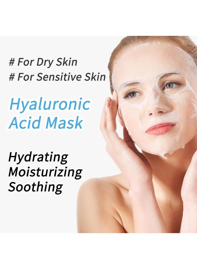 IREV Hyaluronic Acid Face Masks Skincare, Hydrating Facial Masks, Deep Moisturizing Face Mask for All Skin Types, Facial Sheet Mask for Women Skin Care, Smoothing Rejuvenating 10 Pack - Image 2