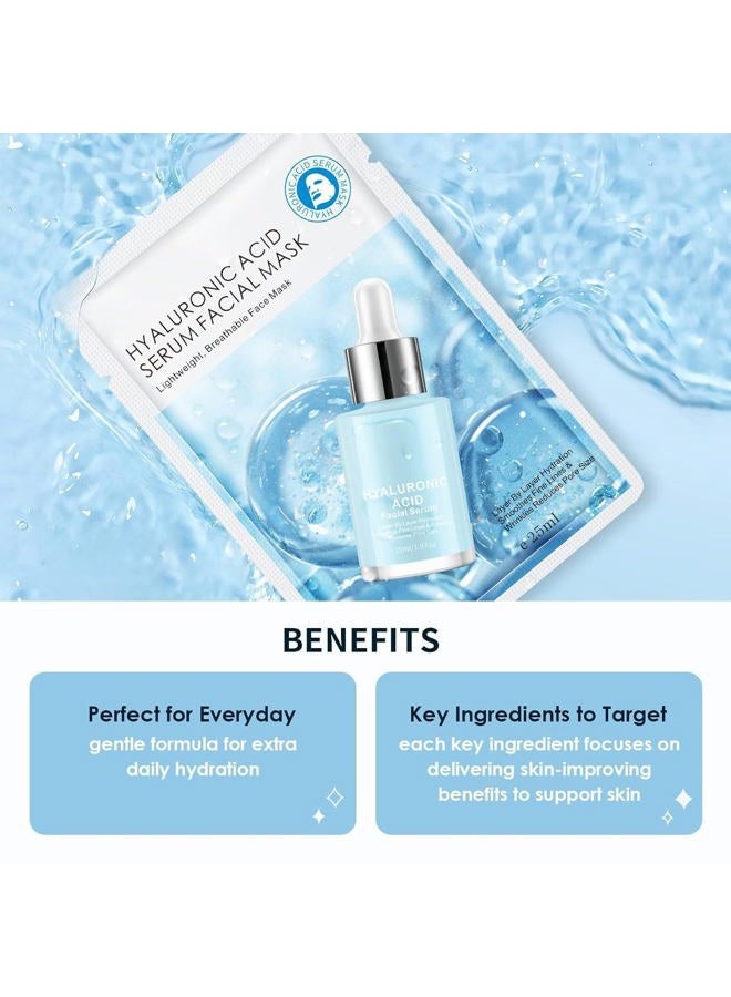 IREV Hyaluronic Acid Face Masks Skincare, Hydrating Facial Masks, Deep Moisturizing Face Mask for All Skin Types, Facial Sheet Mask for Women Skin Care, Smoothing Rejuvenating 10 Pack - Image 3