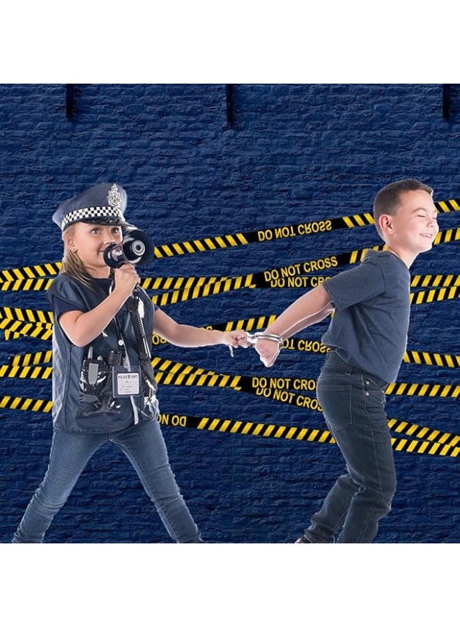 Born Toys 12 Pcs Police Costume for Kids with Toy Role Play Kit with Police Badge, Handcuffs,Kids Flashlight for Cop Costume, FBI,Detective,Swat, and Kids Dress-up Clothes - Image 5