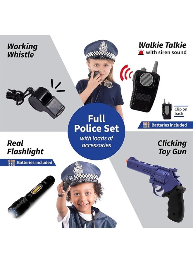 Born Toys 12 Pcs Police Costume for Kids with Toy Role Play Kit with Police Badge, Handcuffs,Kids Flashlight for Cop Costume, FBI,Detective,Swat, and Kids Dress-up Clothes - Image 3