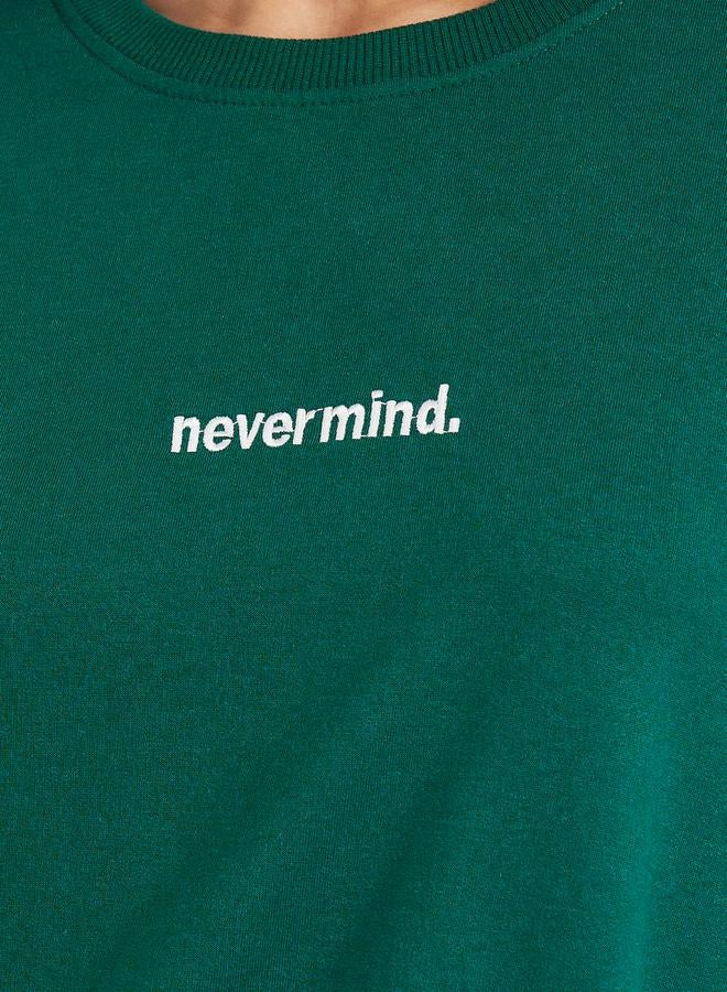 Styli Regular Fit Longline Embroidered Slogan Sweatshirt  - Image 3