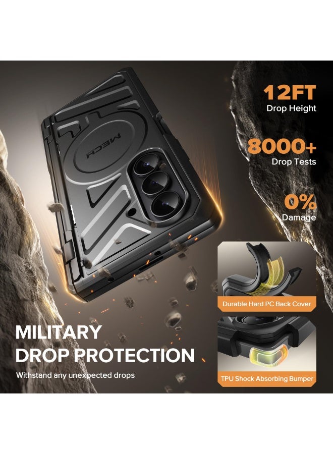 TONGATE for Galaxy Z Fold 7 Case with Privacy Screen Protector, [Compatible with MagSafe][Anti Spy] Shockproof Phone Case, Built-in Stand & Belt Clip & Hinge Cover for Samsung Z Fold 7 2025 8", Black - Image 5