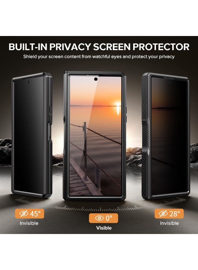 TONGATE for Galaxy Z Fold 7 Case with Privacy Screen Protector, [Compatible with MagSafe][Anti Spy] Shockproof Phone Case, Built-in Stand & Belt Clip & Hinge Cover for Samsung Z Fold 7 2025 8", Black - Image 3