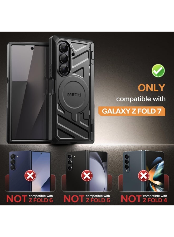 TONGATE for Galaxy Z Fold 7 Case with Privacy Screen Protector, [Compatible with MagSafe][Anti Spy] Shockproof Phone Case, Built-in Stand & Belt Clip & Hinge Cover for Samsung Z Fold 7 2025 8", Black - Image 2
