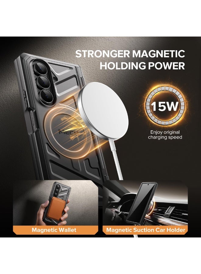 TONGATE for Galaxy Z Fold 7 Case with Privacy Screen Protector, [Compatible with MagSafe][Anti Spy] Shockproof Phone Case, Built-in Stand & Belt Clip & Hinge Cover for Samsung Z Fold 7 2025 8", Black - Image 4