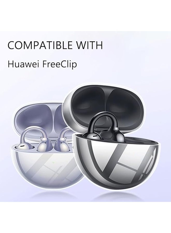 Compatible Protective Case Cover for Huawei Freeclip, Shock-Absorbing Silicone Protective Case with Keychain (Transparent) - Image 2