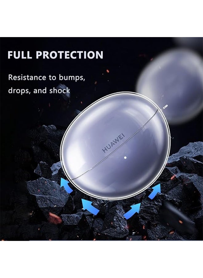 Compatible Protective Case Cover for Huawei Freeclip, Shock-Absorbing Silicone Protective Case with Keychain (Transparent) - Image 4