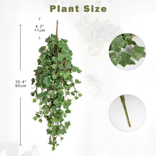 Hollyone Artificial Hanging Plants 354 Fake Ivy Vine Faux Ivy Leaves Fire and UV Resistant Hanging Plant Wall Greenery for House Room Patio Indoor Outdoor Home Shelf Office Wedding Decor - Image 3