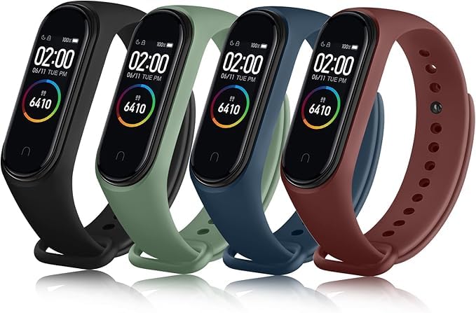 CERLINK Mi Band 5 & Mi Band 6 SmartWatch Strap, Silicone Adjustable Men Women Wristband-Black,Navy,Wine,Green - Image 1