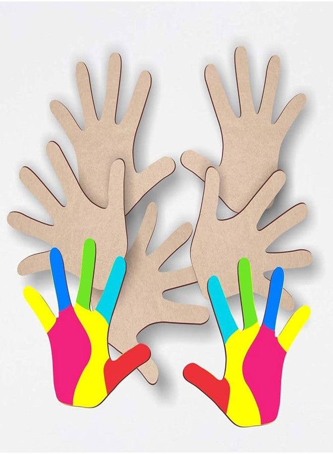 Curious Button Unfinished Wooden Hand Palm Cutouts for Holi Decoration, Party Kids Painting Home DIY Crafts Decorations Supplies (10 Pcs) - Image 2