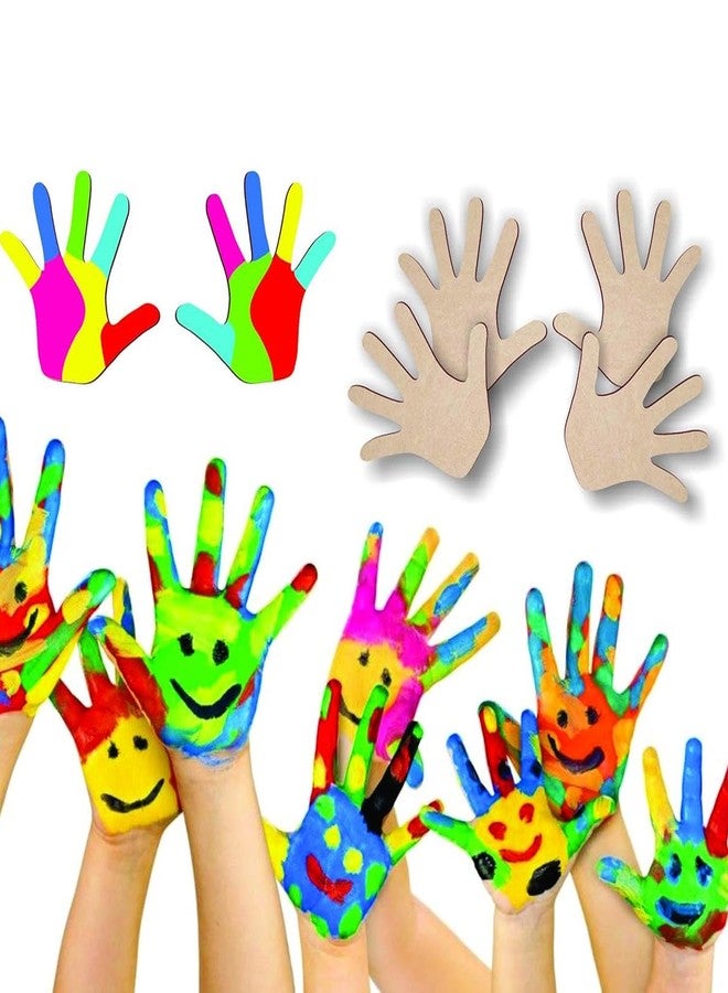 Curious Button Unfinished Wooden Hand Palm Cutouts for Holi Decoration, Party Kids Painting Home DIY Crafts Decorations Supplies (10 Pcs) - Image 4