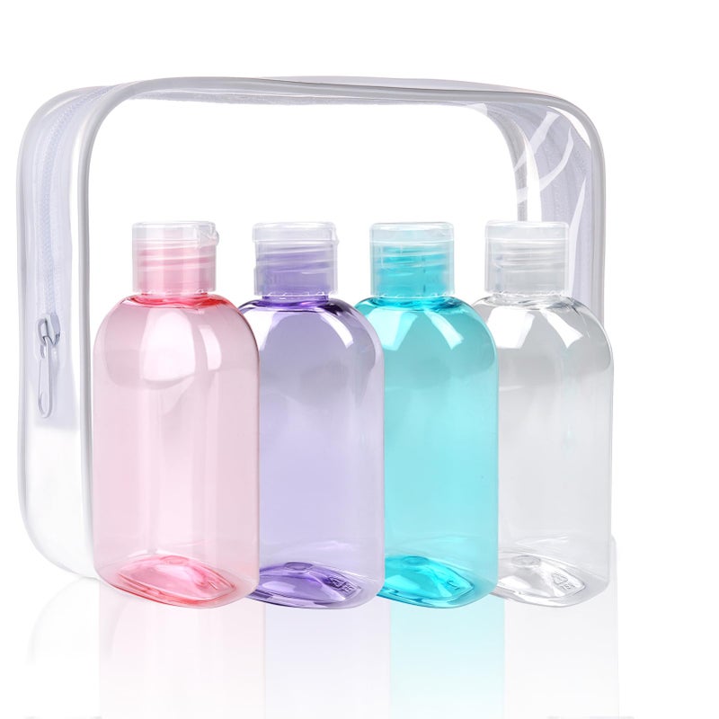 Cosywell Travel Bottles 4pcs 3.4oz Shampoo Containers TSA Approved Leak Proof Flip Cap Squeeze Bottles - Image 1