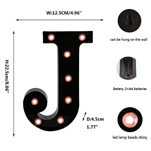 OYCBUZO Light Up Black Alphabet Marquee Letters Sign LED Marquee Number Lights Sign for Night Light Home Bar Christmas Lamp Wedding Party Birthday Decoration J - Image 5