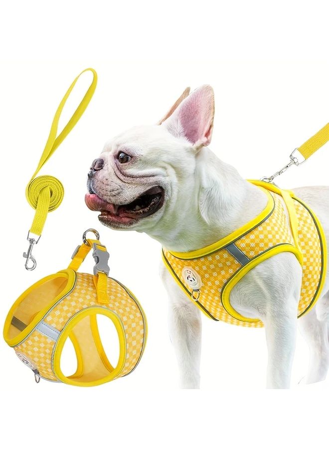 طوق الكلب الشبكي القابل للعكس باللون الأصفر مع شبكة قابلة للضبط مقاس S تسمح بالتهوية - Image 1