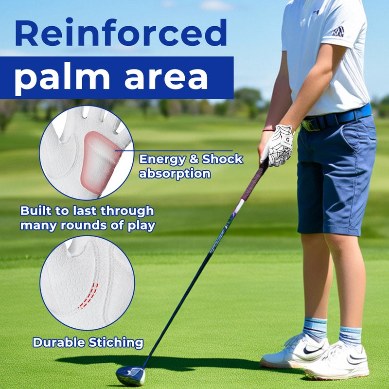 AIGEVTURE Golf Gloves Kids Junior Toddlers Left Hand Children's Premium Youth Golf Gloves Boys Girls Black and White Medium,Age5-7 - Image 2