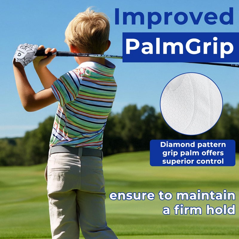 AIGEVTURE Golf Gloves Kids Junior Toddlers Left Hand Children's Premium Youth Golf Gloves Boys Girls Black and White Medium,Age5-7 - Image 3