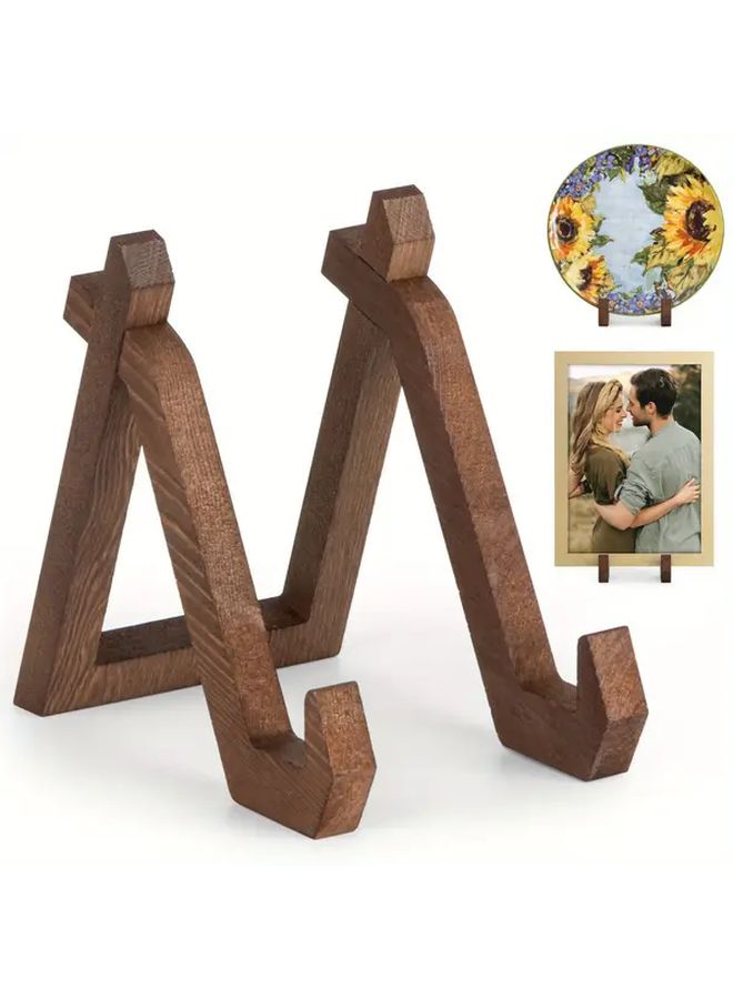 JJ1114 Recycled Wood Display Tray Holder 6 Inch A Frame Stand For Photos Rustic Home Decor - Image 2