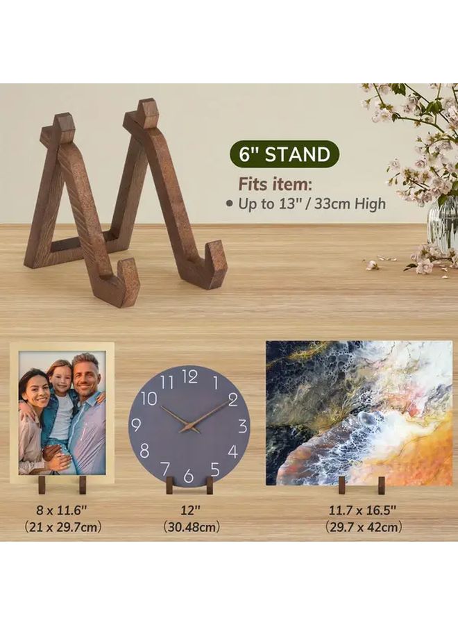 JJ1114 Recycled Wood Display Tray Holder 6 Inch A Frame Stand For Photos Rustic Home Decor - Image 3