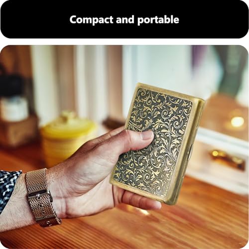 roygra Cigarette Case, Spring Switch 20 Capacity Cigarette Holder Case for Men Women, Cigarettes Smoking Accessories for Smoke, Zinc Alloy Metal Vintage Box for Regular, King Size and 100mm 100's - Image 4