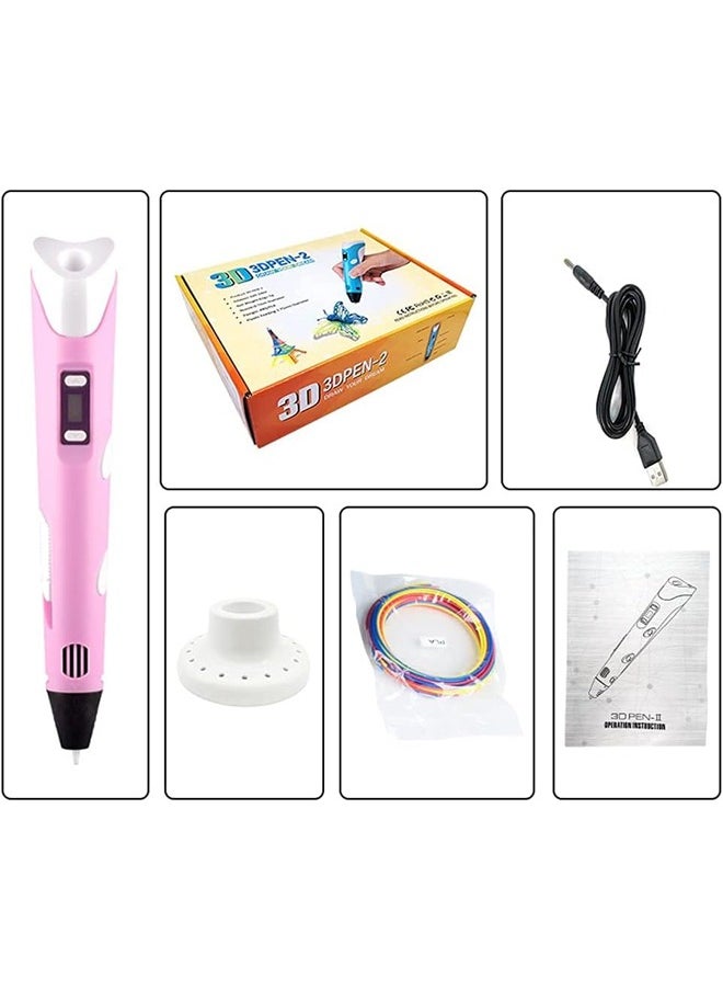 Generic - 3D Pen for Kids 3D Pen with Display Adjustable Temperature and Speed, Compatible with PLA and ABS Filament, for Graffiti, Drawing, Model Making (Pink) - Image 1