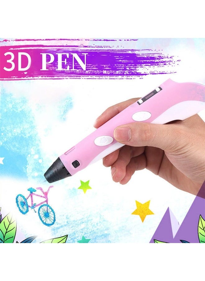 Generic - 3D Pen for Kids 3D Pen with Display Adjustable Temperature and Speed, Compatible with PLA and ABS Filament, for Graffiti, Drawing, Model Making (Pink) - Image 1