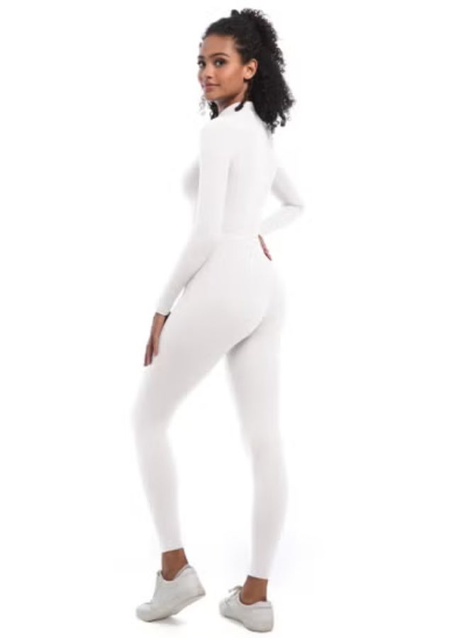 RedMapleTEK European And American Half-Zip Tight Solid Color High Elastic Long Yoga Suit Fitness Running Sports Jumpsuit - Image 5