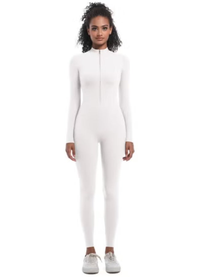 RedMapleTEK European And American Half-Zip Tight Solid Color High Elastic Long Yoga Suit Fitness Running Sports Jumpsuit - Image 1