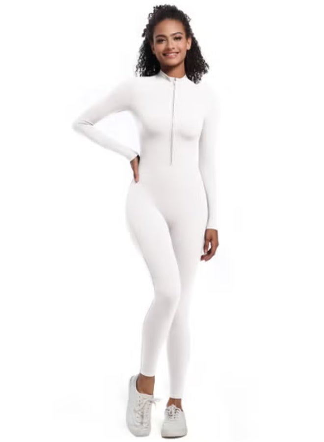RedMapleTEK European And American Half-Zip Tight Solid Color High Elastic Long Yoga Suit Fitness Running Sports Jumpsuit - Image 3