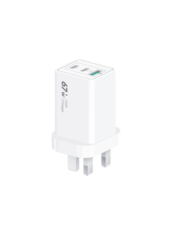 فيديفي شاحن حائط سريع VIDVIE PLB142 GaN بقوة 67 واط مع منفذين Type-C ومنفذ USB-A – يدعم PD/PPS - Image 1
