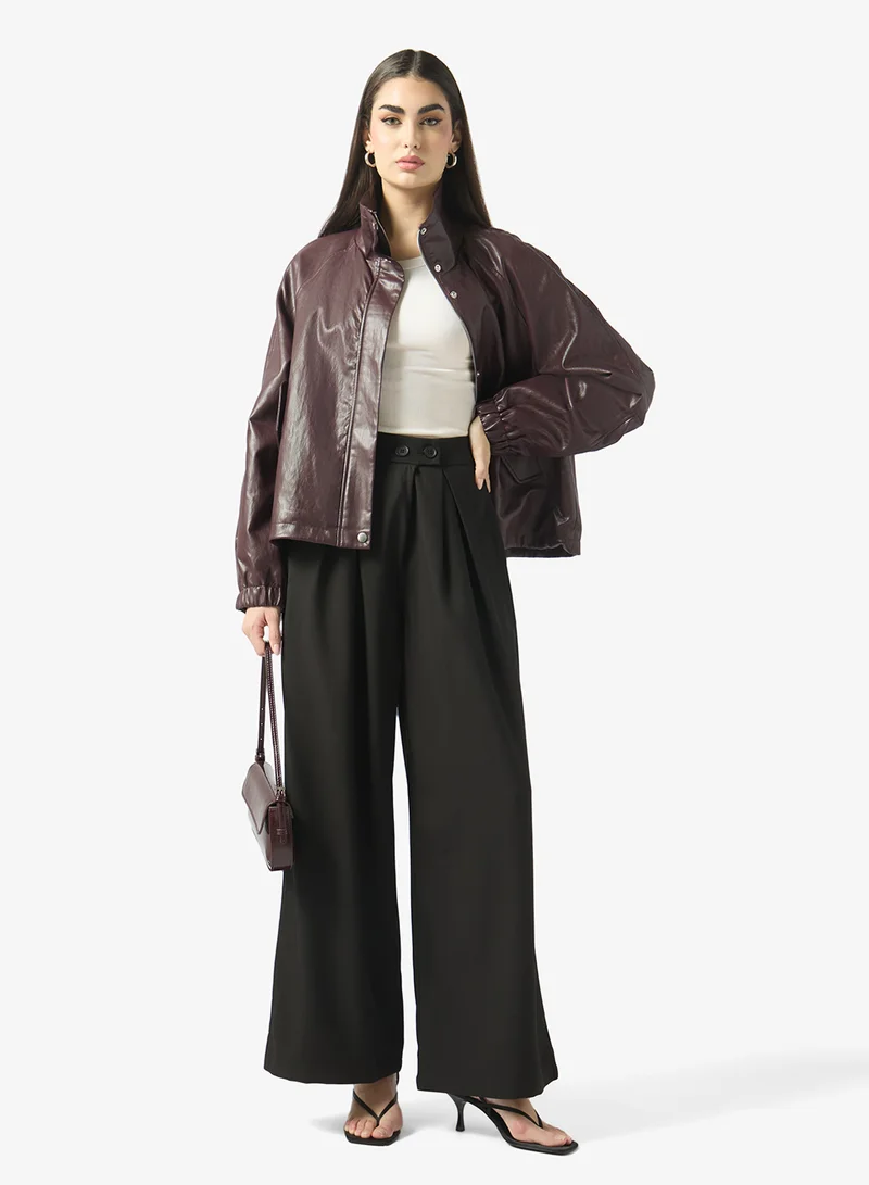 Ginger High Rise Pleaat Detail Wide Leg Pants