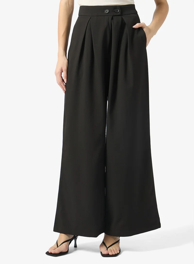 Ginger High Rise Pleaat Detail Wide Leg Pants