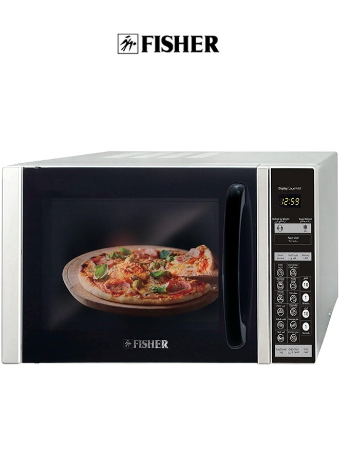 FISHER 30 Liters Digital Microwave Oven Large Capacity 900W, with Grill 1050W, with 6 Power Levels for Cooking, Silver | FEM-G7530V - Image 1