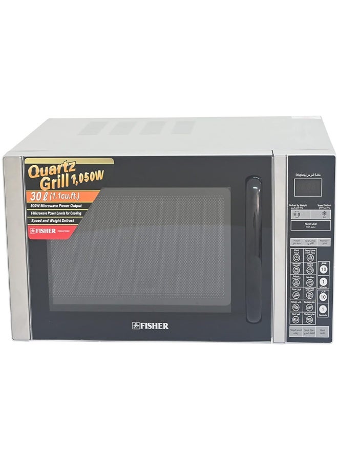 FISHER 30 Liters Digital Microwave Oven Large Capacity 900W, with Grill 1050W, with 6 Power Levels for Cooking, Silver | FEM-G7530V - Image 4