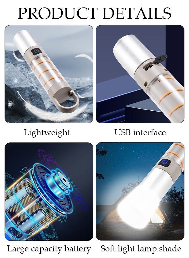 DUNISO 2in1 Rechargeable LED Flashlights with Hook Design Handheld Flashlight with Zoomable 4 Modes Super Bright Camping Lamp for Emergencies Camping Hiking - Image 3