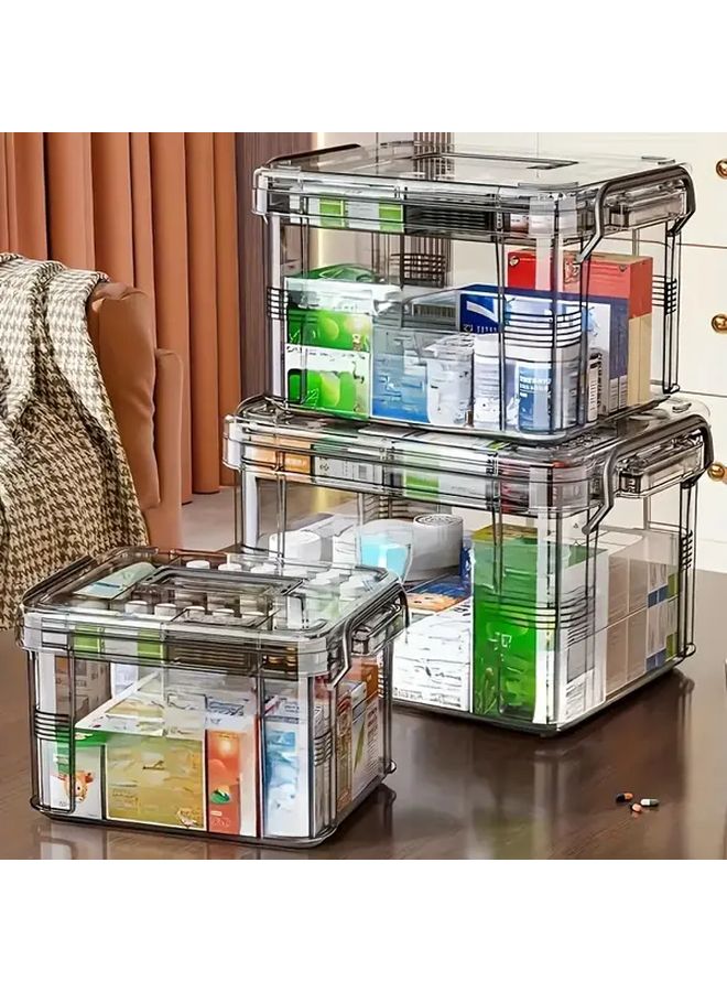 Large Capacity Portable First Aid Kit Black White Waterproof Medicine Storage Box For Home Travel - Image 3