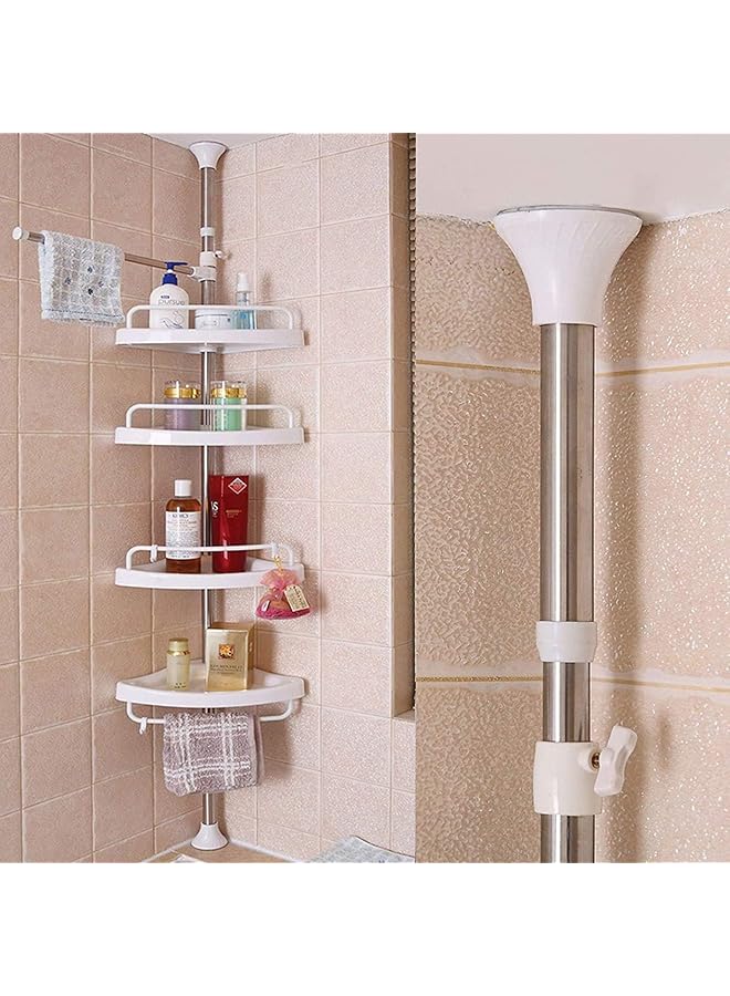 erorex 4 Tier Adjustable Telescopic Shelf Bathroom Organizer Corner Rack Shower Shelf Caddy Holder - Image 2
