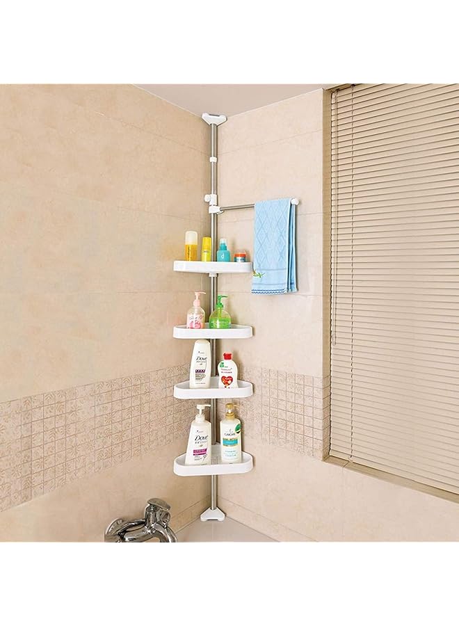 erorex 4 Tier Adjustable Telescopic Shelf Bathroom Organizer Corner Rack Shower Shelf Caddy Holder - Image 3