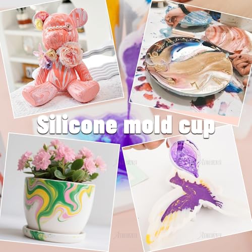 AUEAR, 10 Pack Silicone Mold Cup Dispenser Mini Measuring Mixing for DIY Jewelry Making Epoxy Resin Craft - Image 4