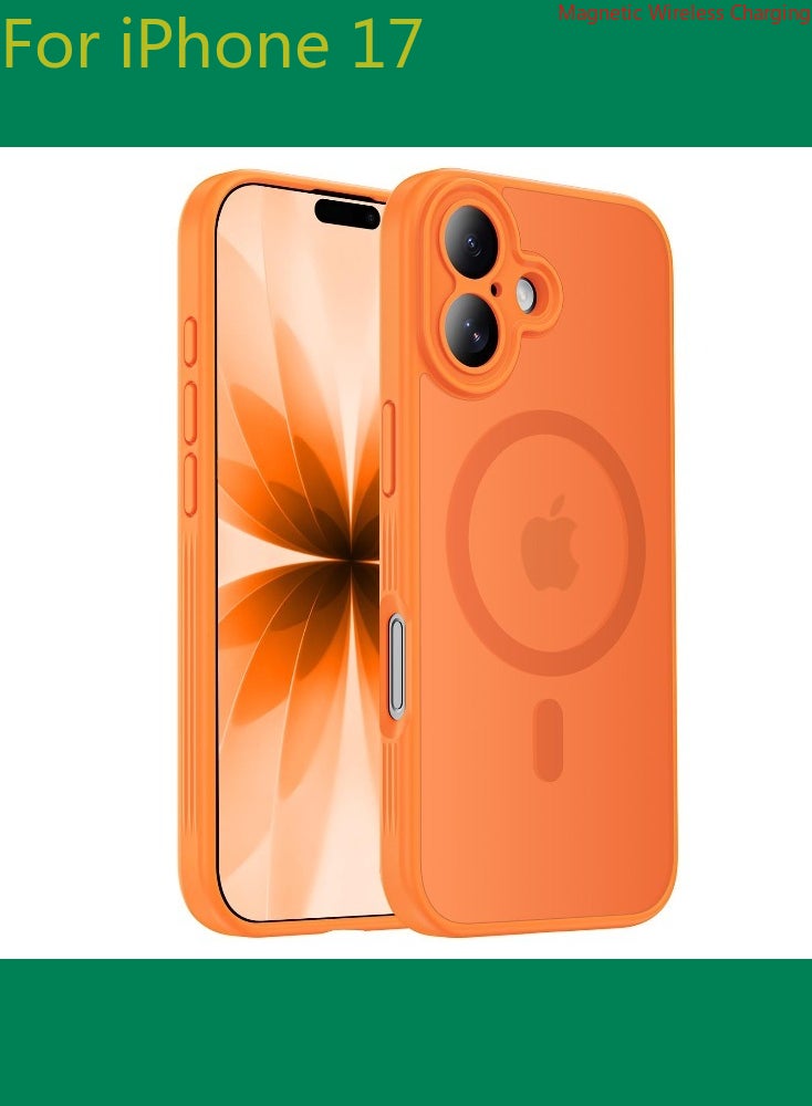 Dili Luxury Orange phone case for iPhone 17 Translucent Matte Magnetic Phone Case for iPhone Shockproof Full Camera Lens Protection Hard Acrylic Matte Back Cover Support Wireless Charging, Phone Accessory, Modern Case, Sleek Design, Smartphone Owners - Image 1