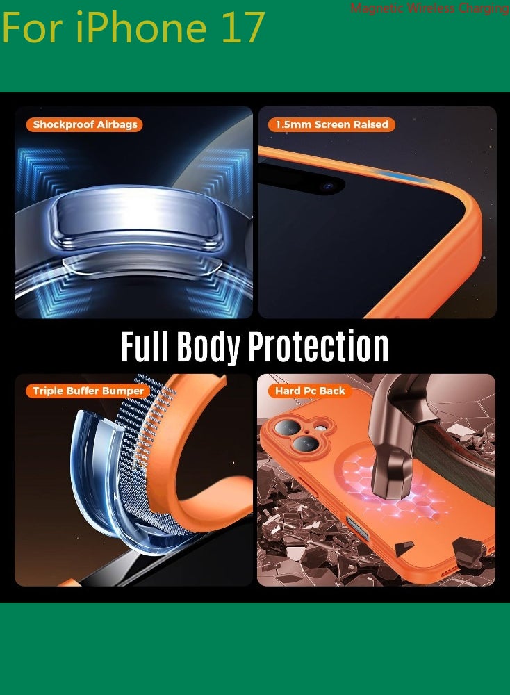 Dili Luxury Orange phone case for iPhone 17 Translucent Matte Magnetic Phone Case for iPhone Shockproof Full Camera Lens Protection Hard Acrylic Matte Back Cover Support Wireless Charging, Phone Accessory, Modern Case, Sleek Design, Smartphone Owners - Image 4